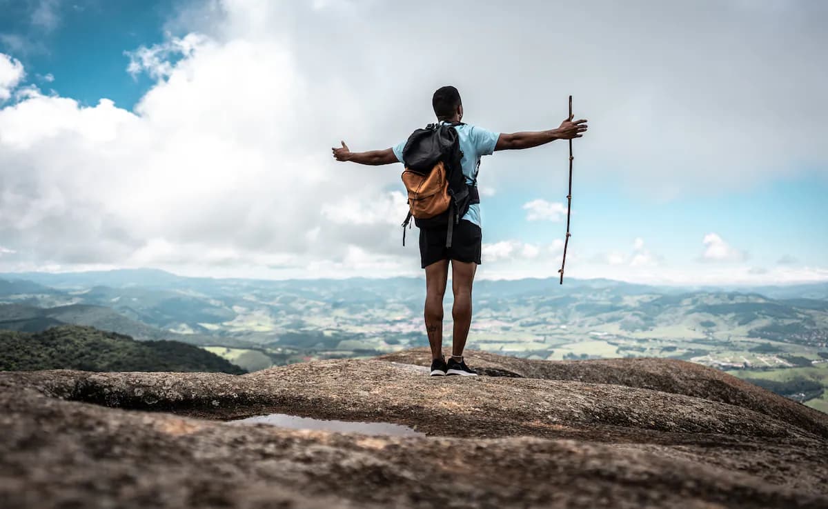 A solo traveler enjoying a moment of peace.